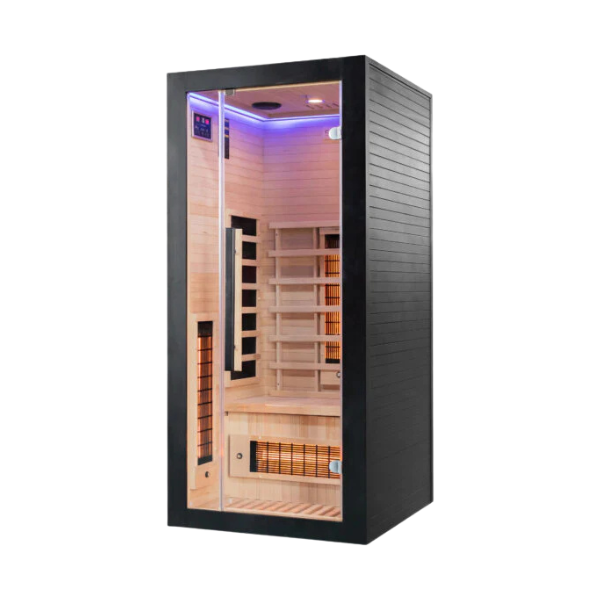 Left-side view of Miracle Sauna UKLux 1 Person Far Infrared Sauna emphasising compact design and premium build quality