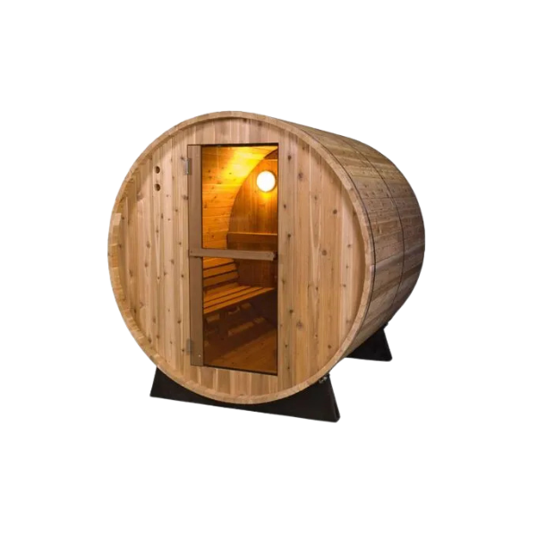 Rustic 4ft Barrel Sauna | 2-Person Outdoor Cedar Sauna