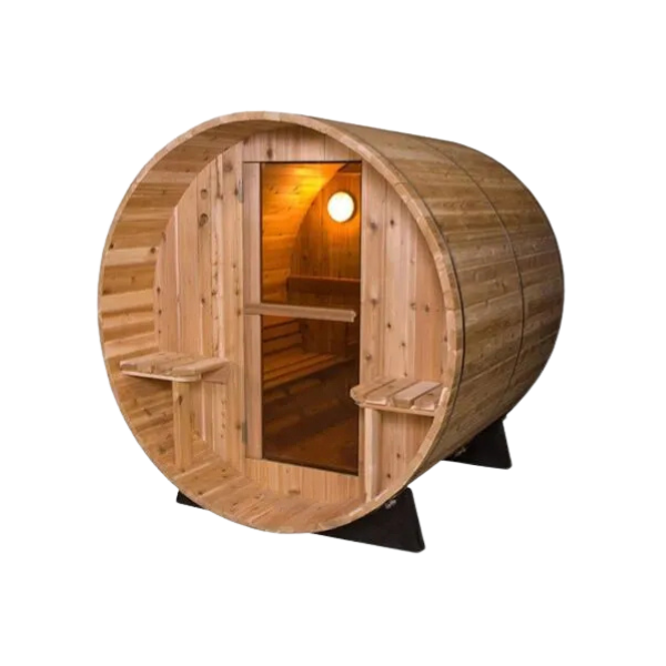 Rustic 7ft + 1ft Barrel Sauna | 6-Person Outdoor Sauna
