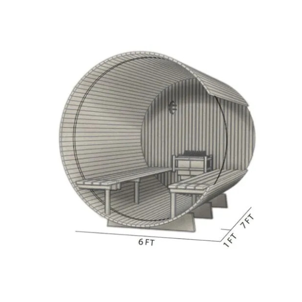 Rustic 7ft + 1ft Barrel Sauna | 6-Person Outdoor Sauna