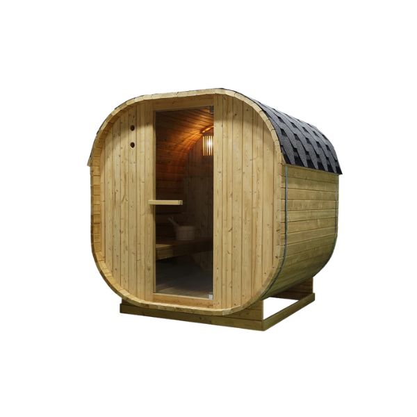 Outdoor Oval Barrel Sauna | Infrared & Traditional Heat