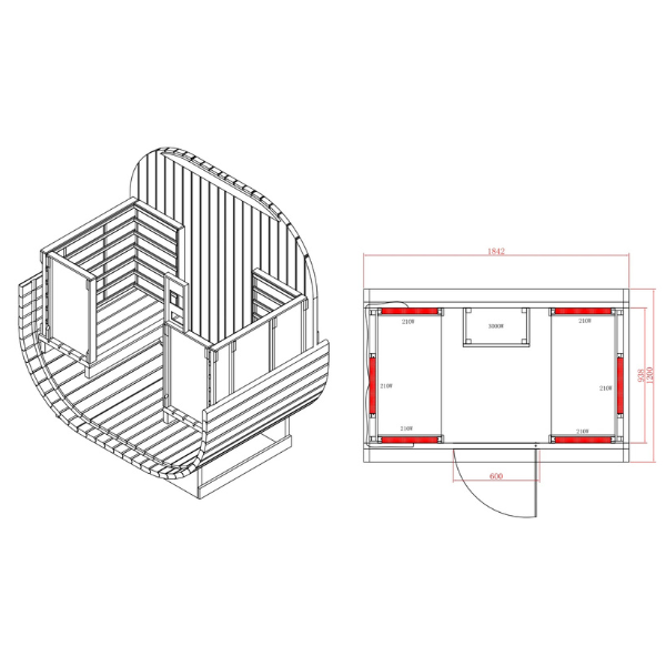 Outdoor Oval Barrel Sauna | Infrared & Traditional Heat