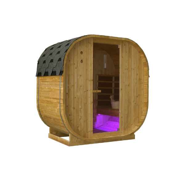 Outdoor Oval Barrel Sauna | Infrared & Traditional Heat