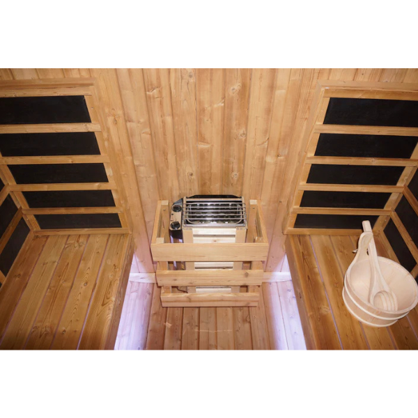 Outdoor Oval Barrel Sauna | Infrared & Traditional Heat